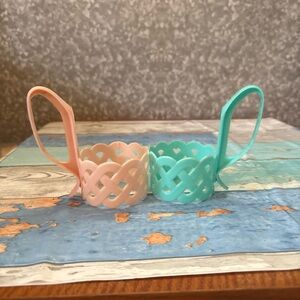 4 Vintage Retro Plastic His Hers Cup Glass Holders Bathroom 50s 60s 70s